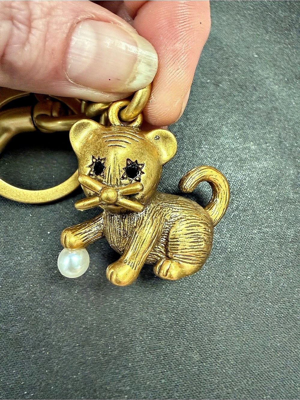 Coach Creatures Kitten with a Pearl Bag Charm Keychain